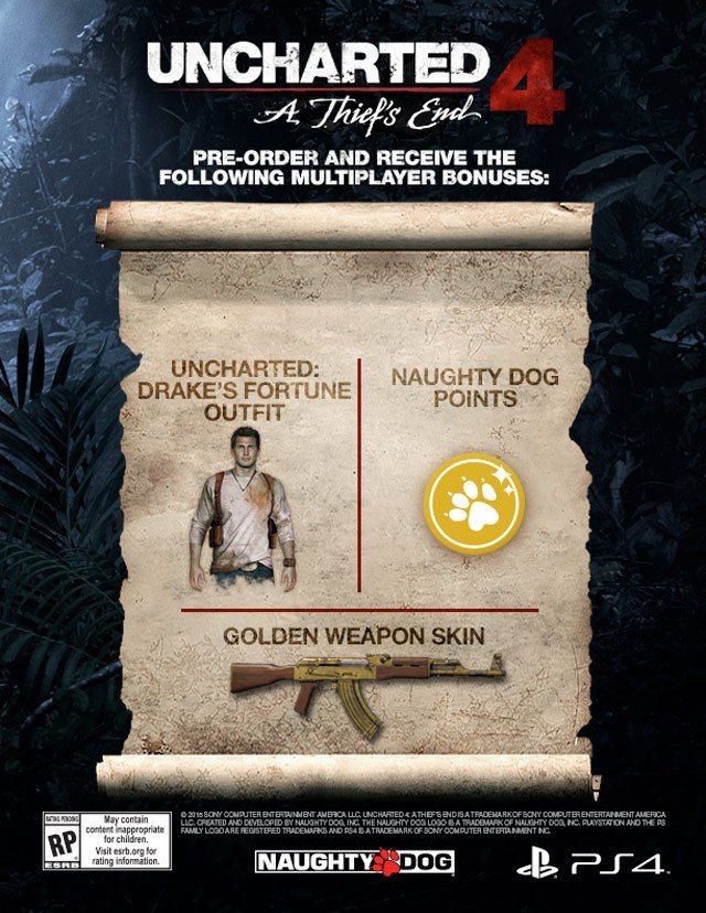 Uncharted 4: A Thief's End - Preorder Bonus UK PS4 CD Key
