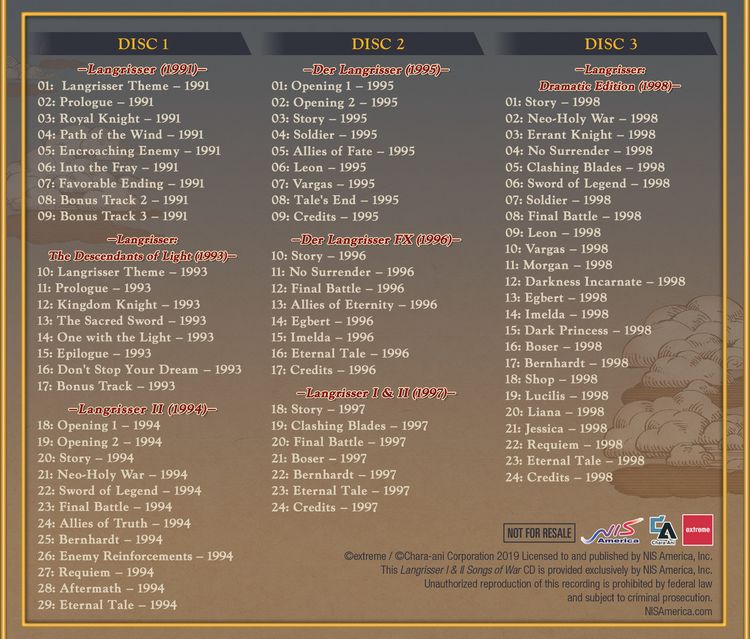 Langrisser I & II - Songs of War 3-Disc Soundtrack DLC Steam CD Key