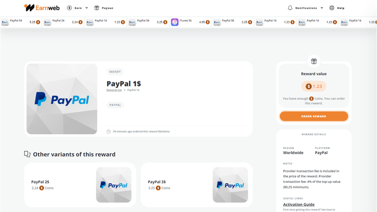 Earnweb Coins 5 USD Gift Card
